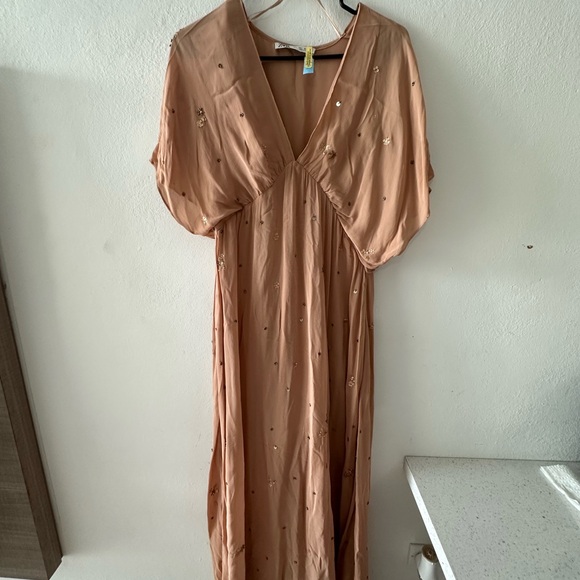 Zara Tan Maxi Dress with Embellishments - Picture 1 of 2
